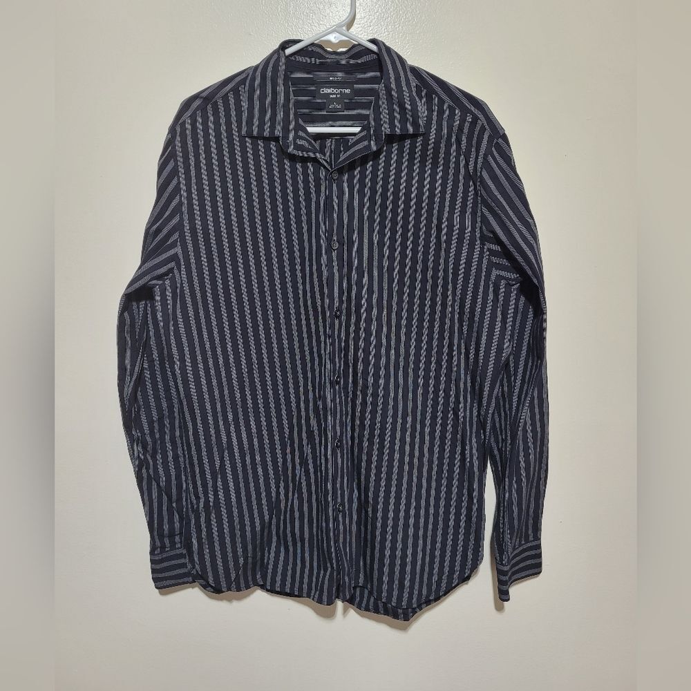 Claiborne Slim Fit Mens Striped Long Sleeve Button‎ Up Shirt